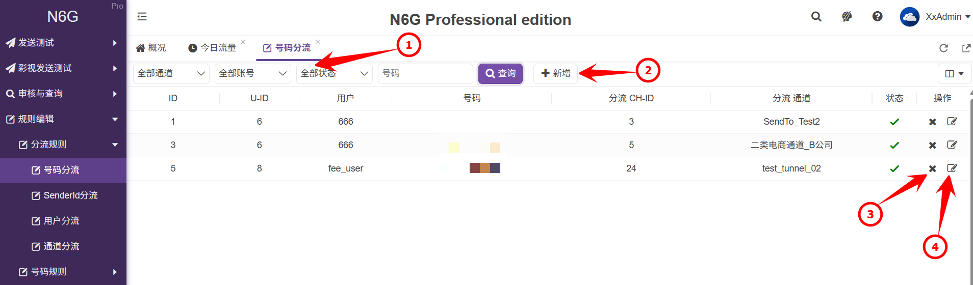 管理員-規則編輯-分流規則-號碼分流-01